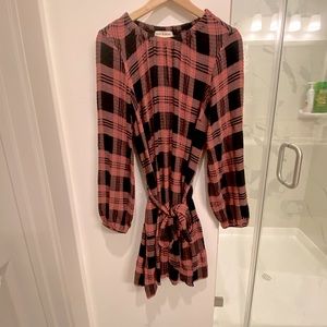 Cloth and Stone Anthropologie Plaid Mini Dress Light Cotton